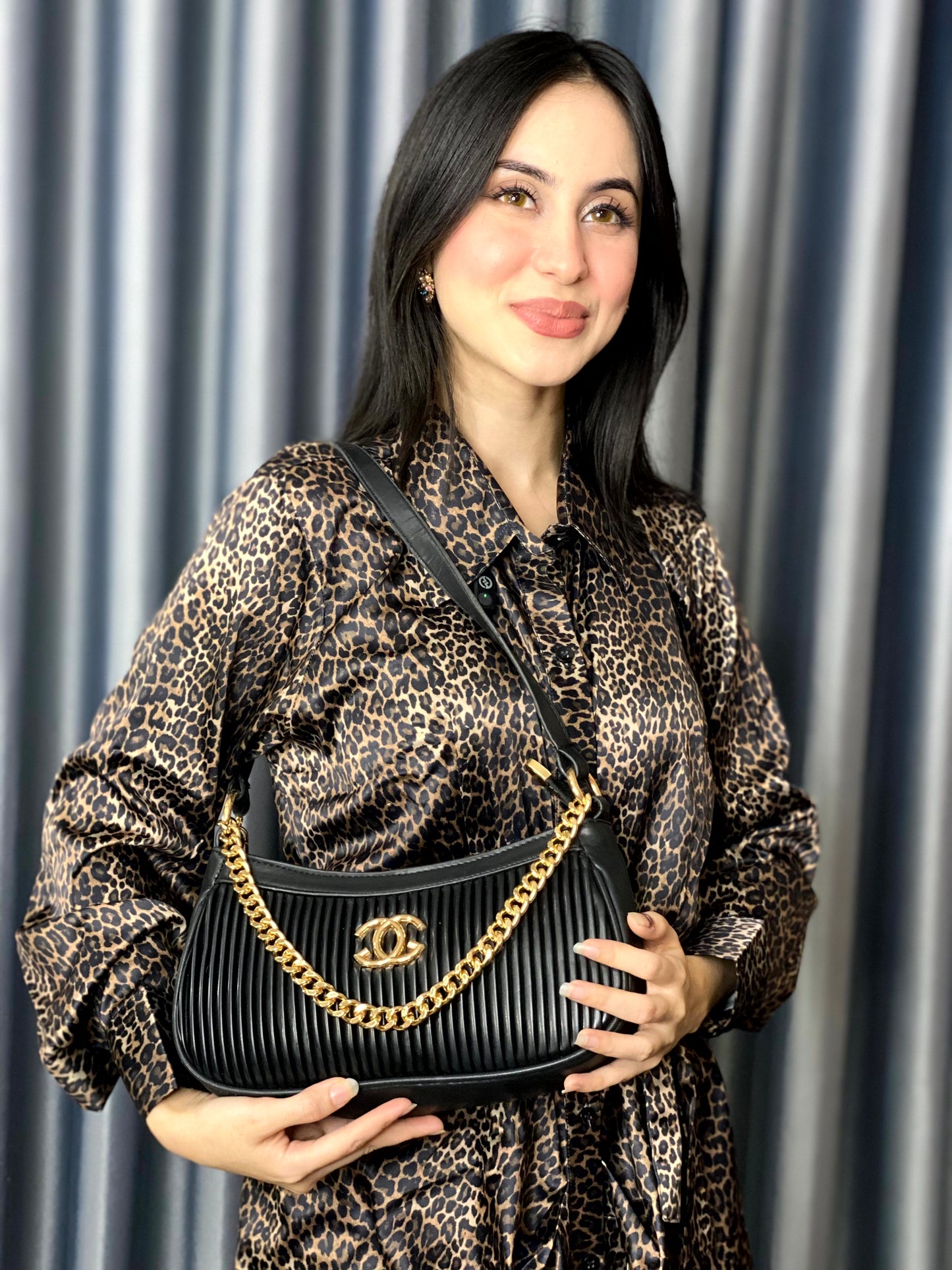 Pleated Chain Shoulder Bag for Women – Elegant Evening Handbag