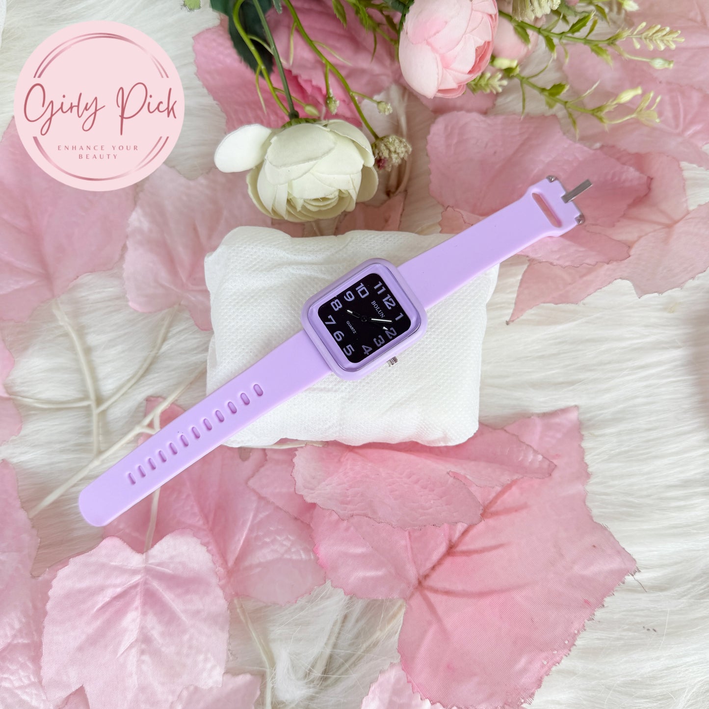 Cute Lavender Silicone Strap Watch for Women