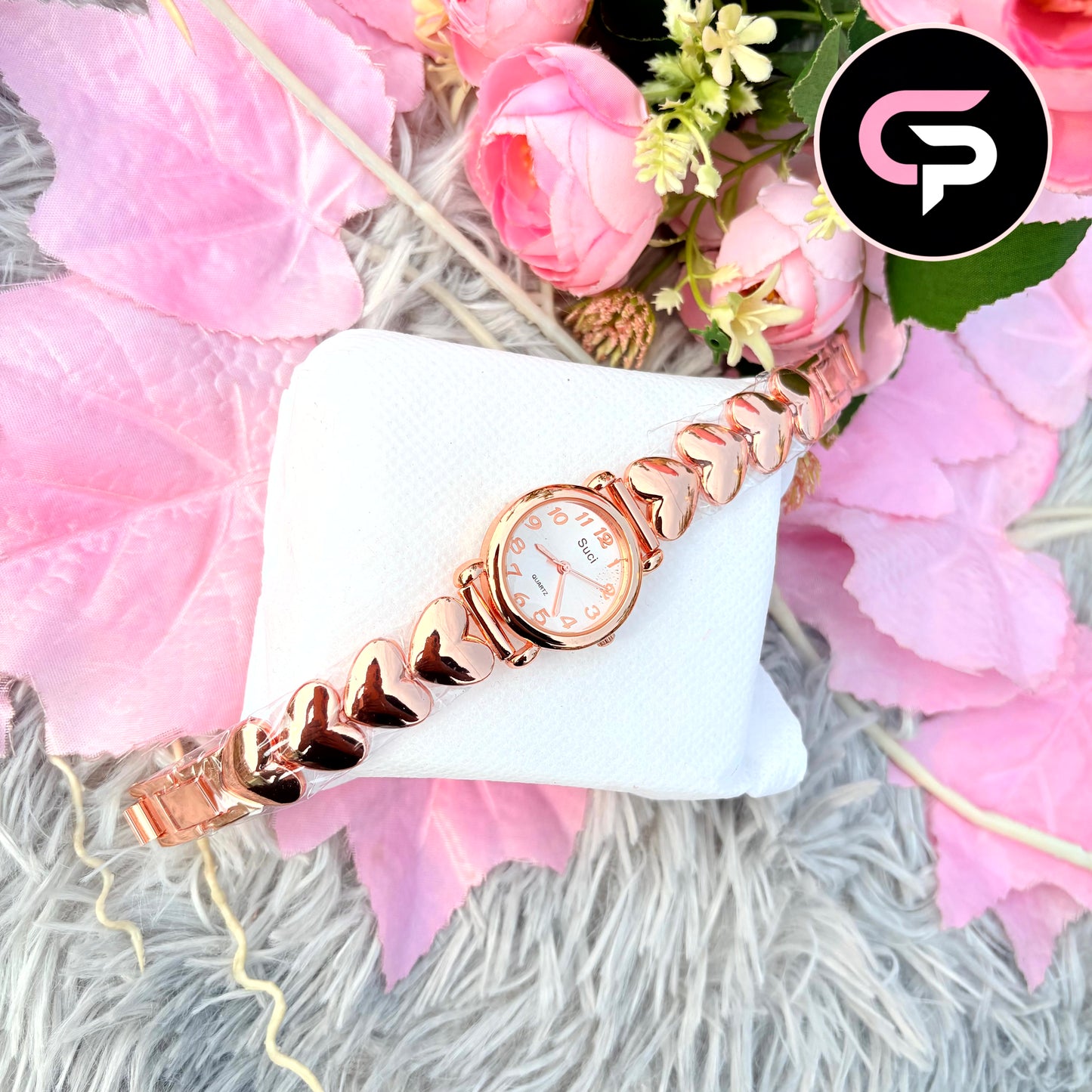 Luxury Rose Gold Heart Bracelet Watch for Women