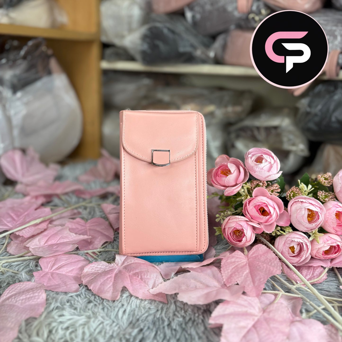 China Imported Pink Mini Phone & Wallet Crossbody Bag for Women