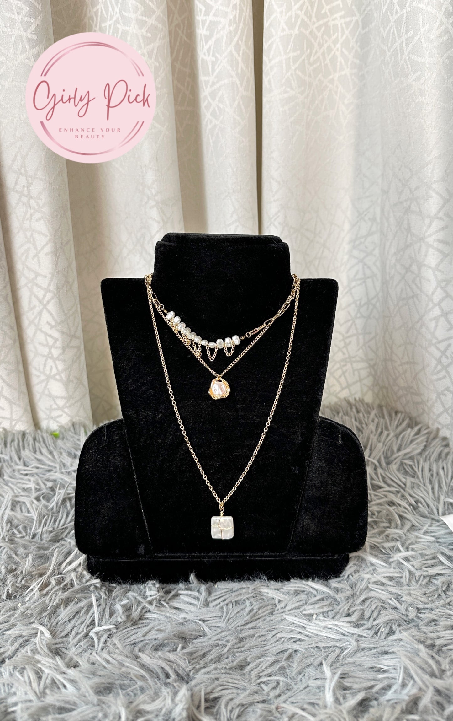 Gold-Tone Layered Pearl & Pendant neck-piece for Women