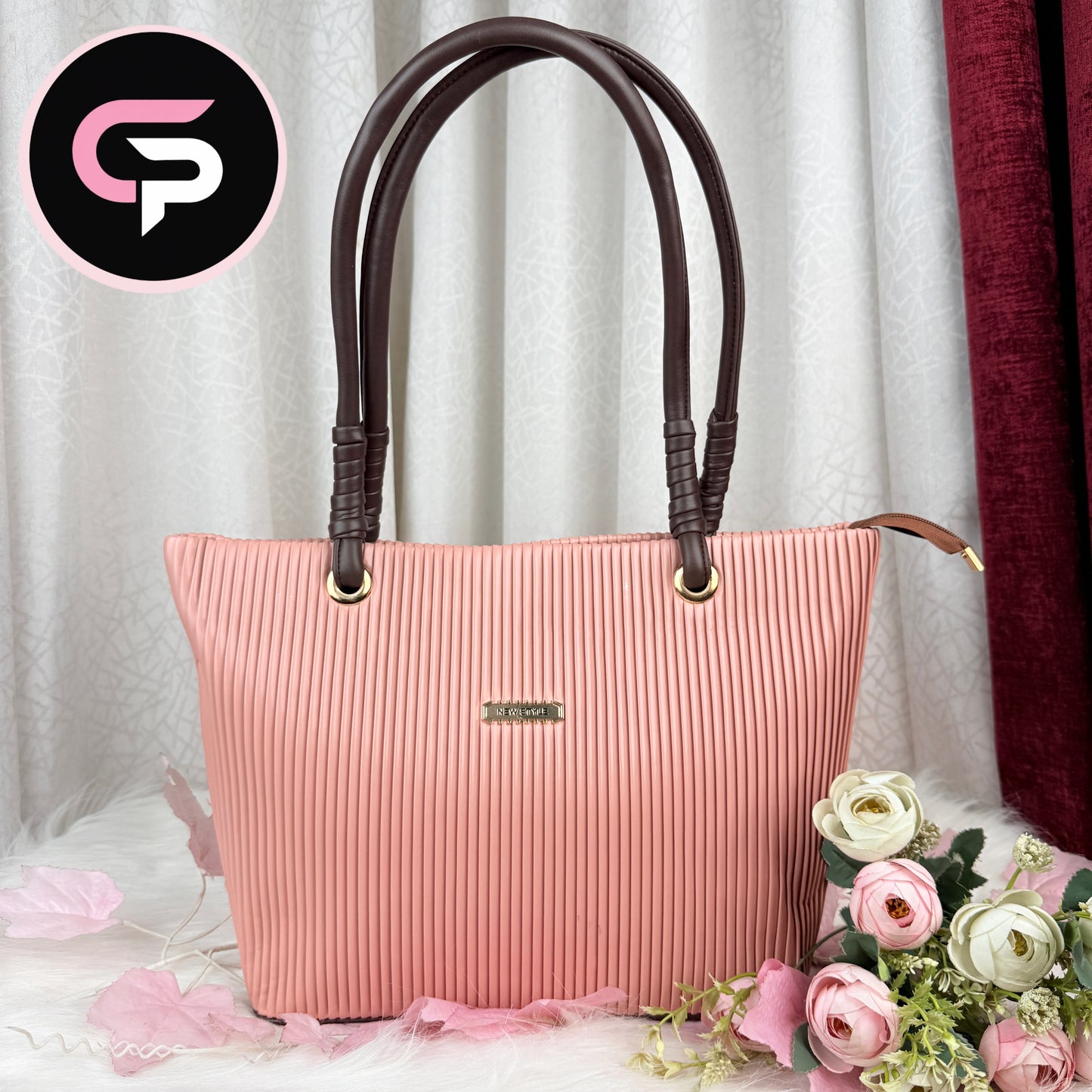 Textured Pink Tote Bag for Women – Stylish Everyday Carry Bag