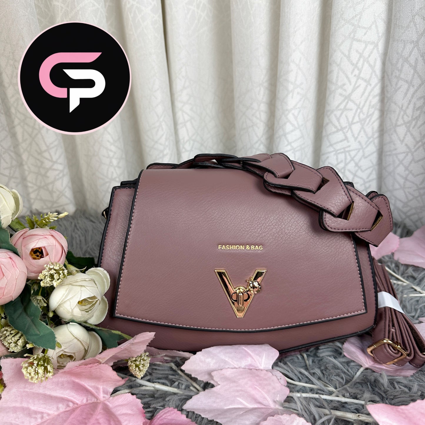 Elegant V-Lock onion pink Crossbody Handbag for Women – Stylish Shoulder Bag