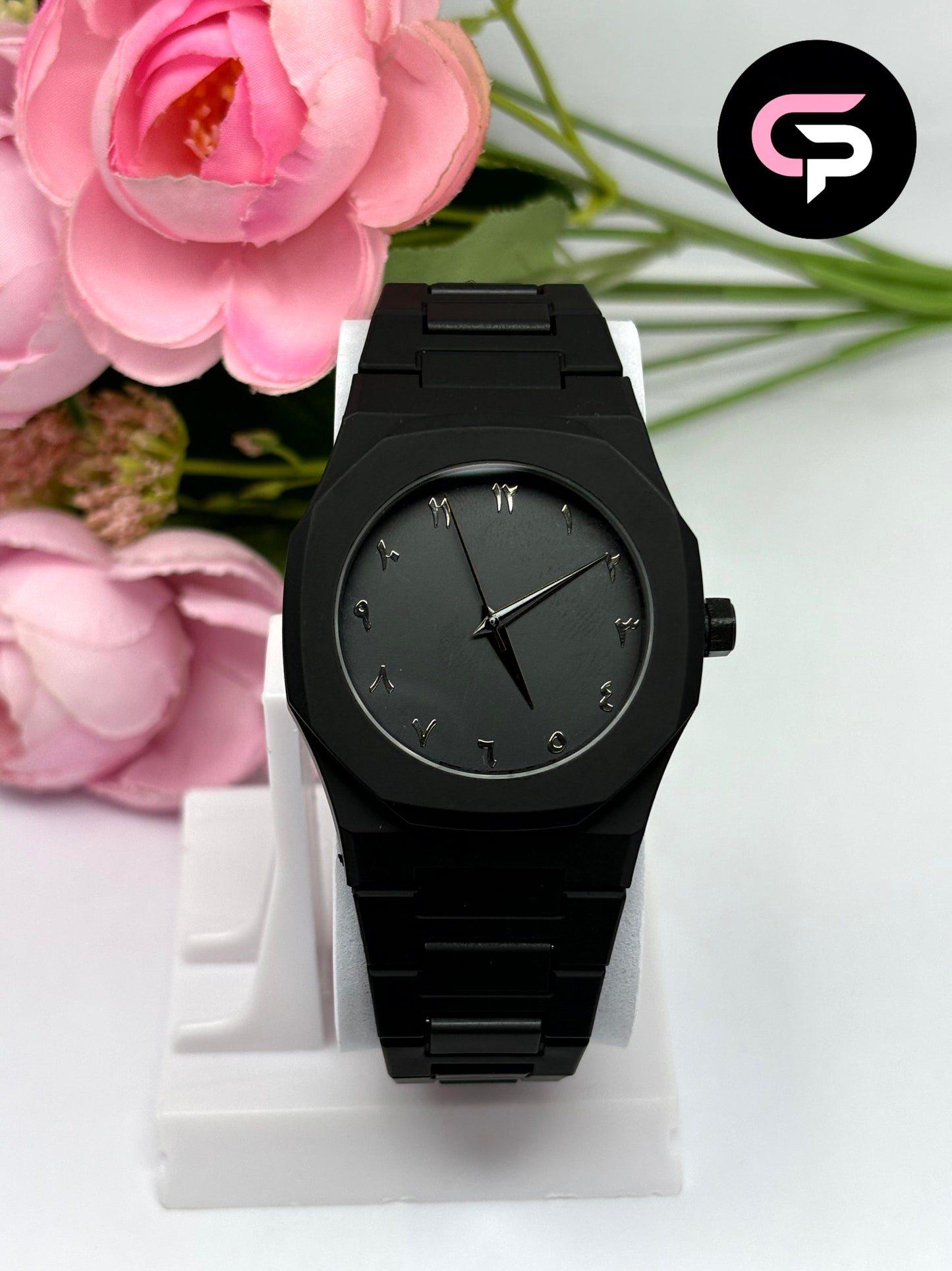 All-Black Minimal Metal Strap Watch for Men & Women