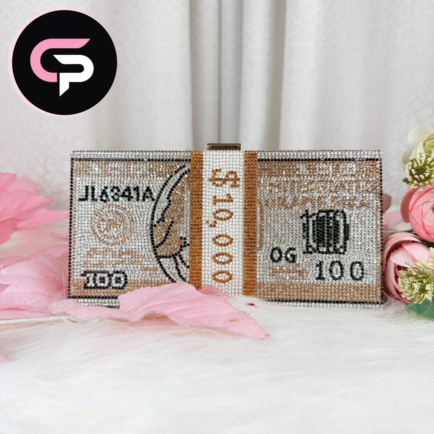 China Imported Dollar Crystal Money Design Party Clutch for Women