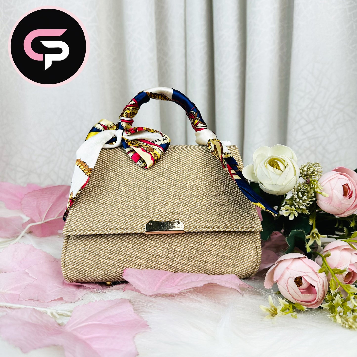 Elegant Scarf Handle Mini Handbag for Women – Stylish Top Handle Purse