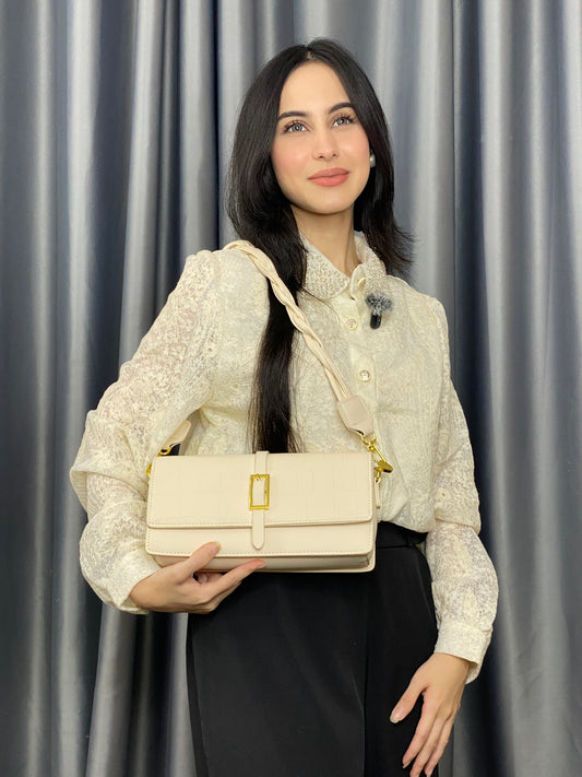 China Imported Cream Crossbody Shoulder Bag for Women