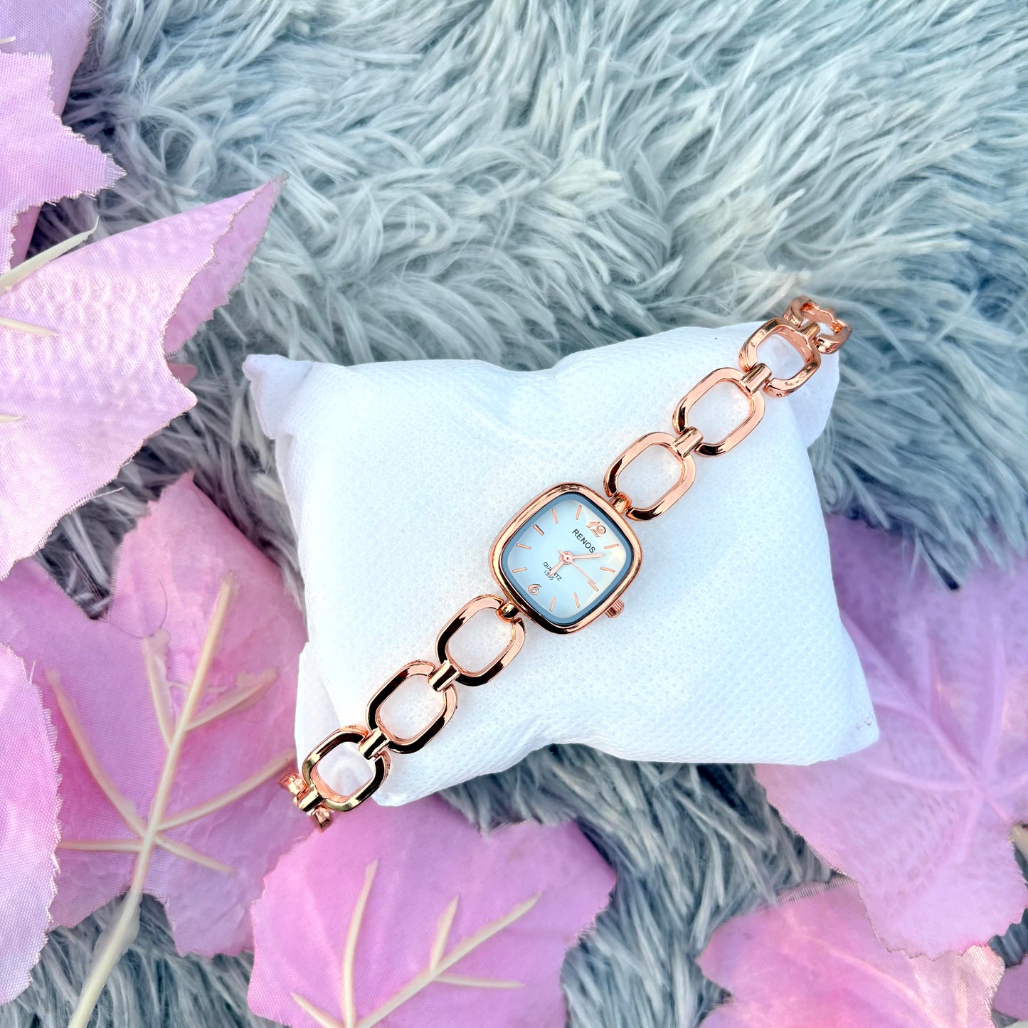 Luxury Rose Gold Square Dial Women's Bracelet Watch |