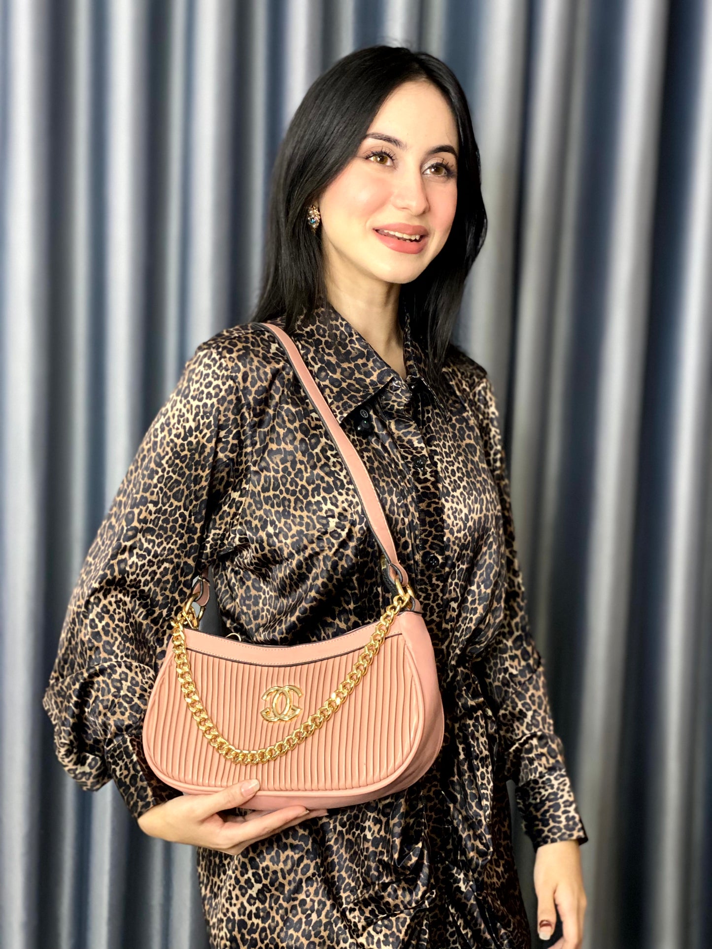 Pleated Chain Shoulder Bag for Women – Elegant Evening Handbag