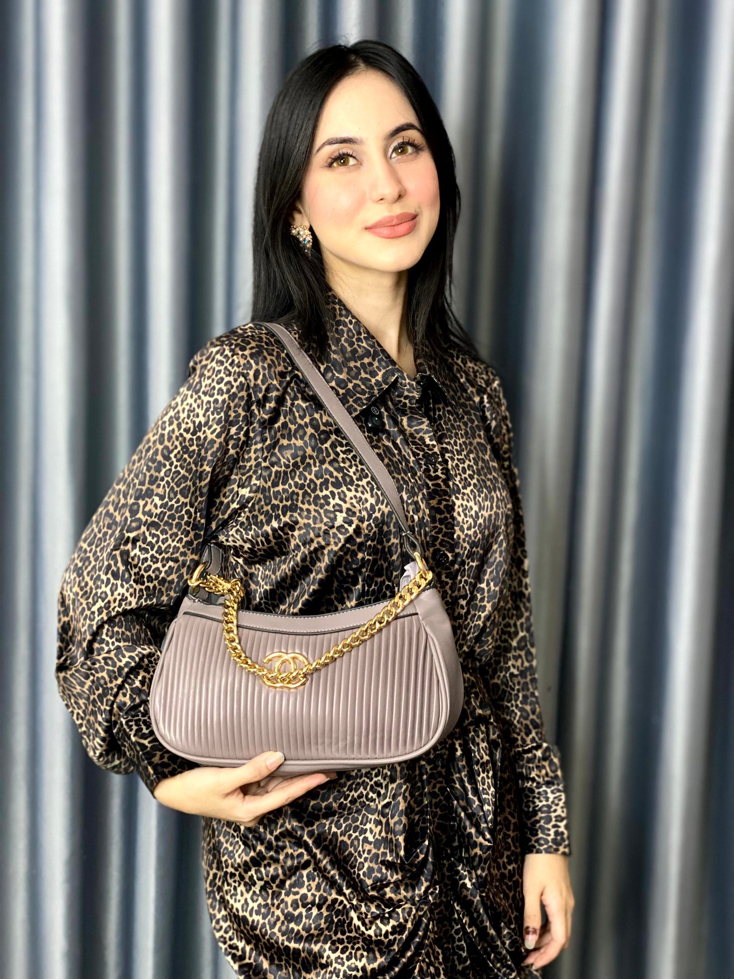 Pleated Chain Shoulder Bag for Women – Elegant Evening Handbag
