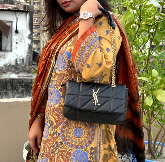 Luxury Quilted Black Chain Strap Shoulder Bag
