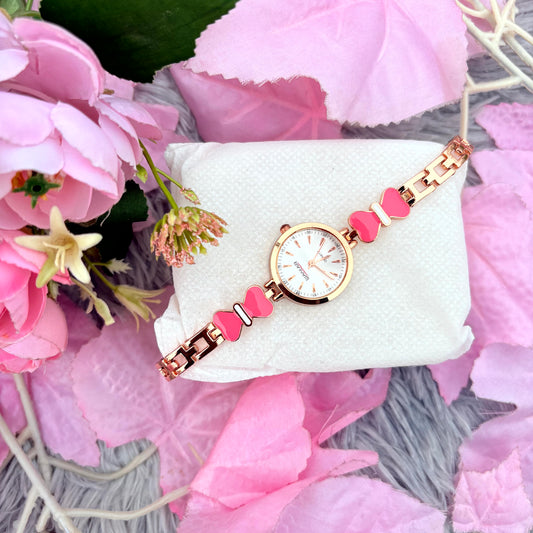Pink Heart Bracelet Watch for Women – Luxury Rose Gold Watch
