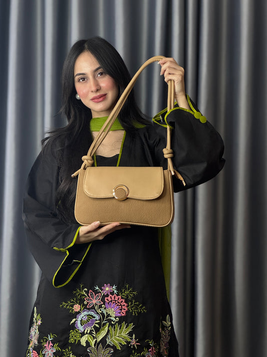 Minimalist Round Lock Crossbody Bag for Women – Elegant Everyday Bag