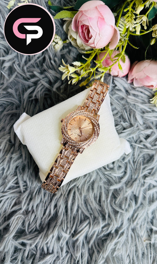 Rose Gold Crystal Dial Women’s Bracelet Watch
