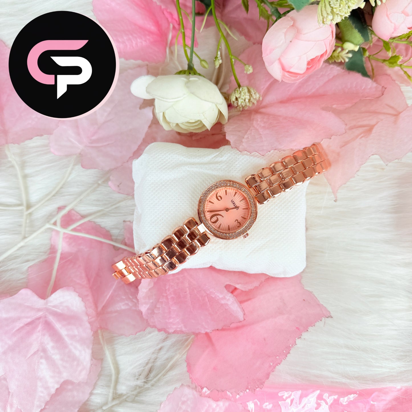Rose Gold Crystal Dial Bracelet Watch for Women