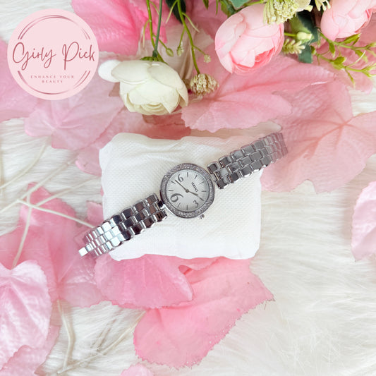 Silver Crystal Dial Bracelet Watch for Women