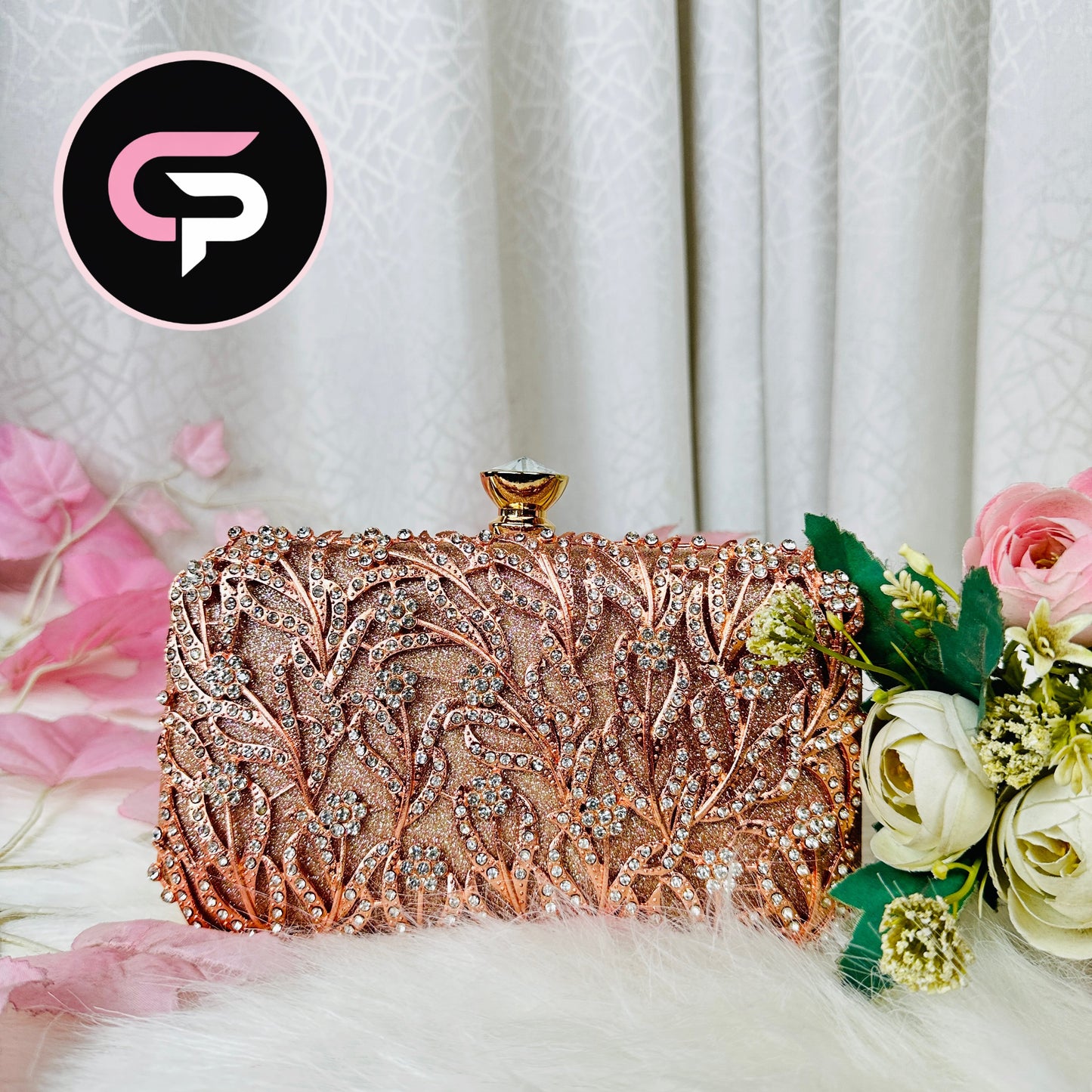 China Imported rose Gold Crystal Party Clutch Bag for Women