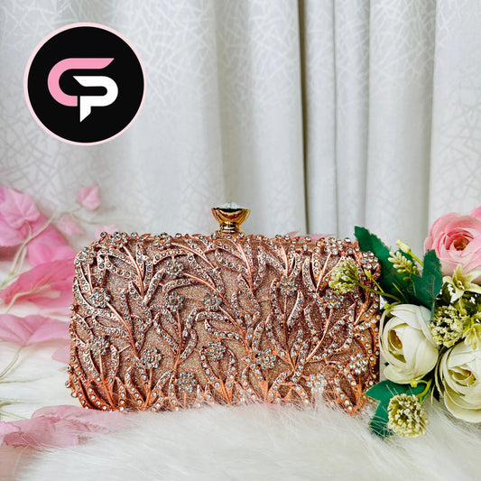 China Imported rose Gold Crystal Party Clutch Bag for Women