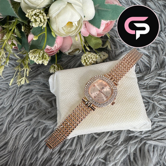 Rose Gold Crystal Bracelet Watch for Women