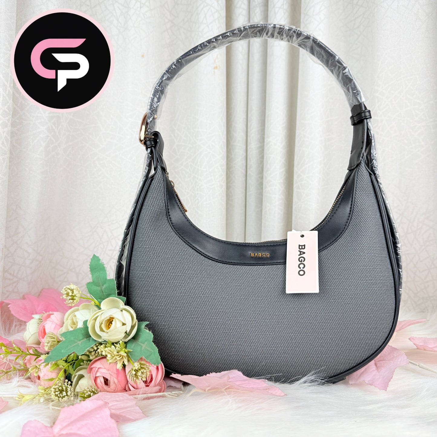 BAGCO China Imported Black Textured Shoulder Bag for Women