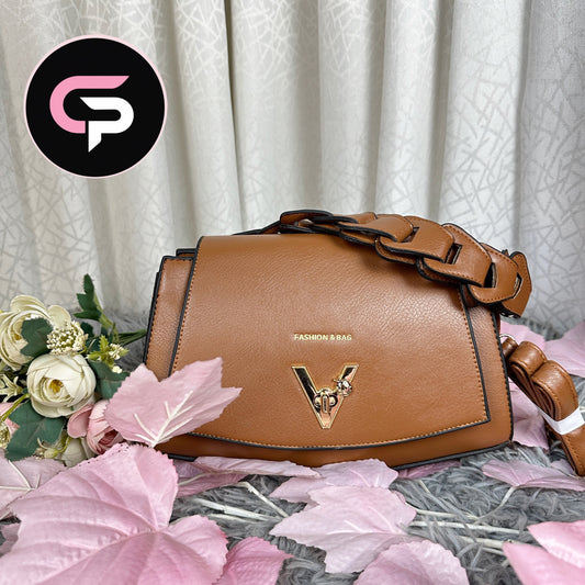 Elegant V-Lock Crossbody Handbag for Women – Stylish Shoulder Bag