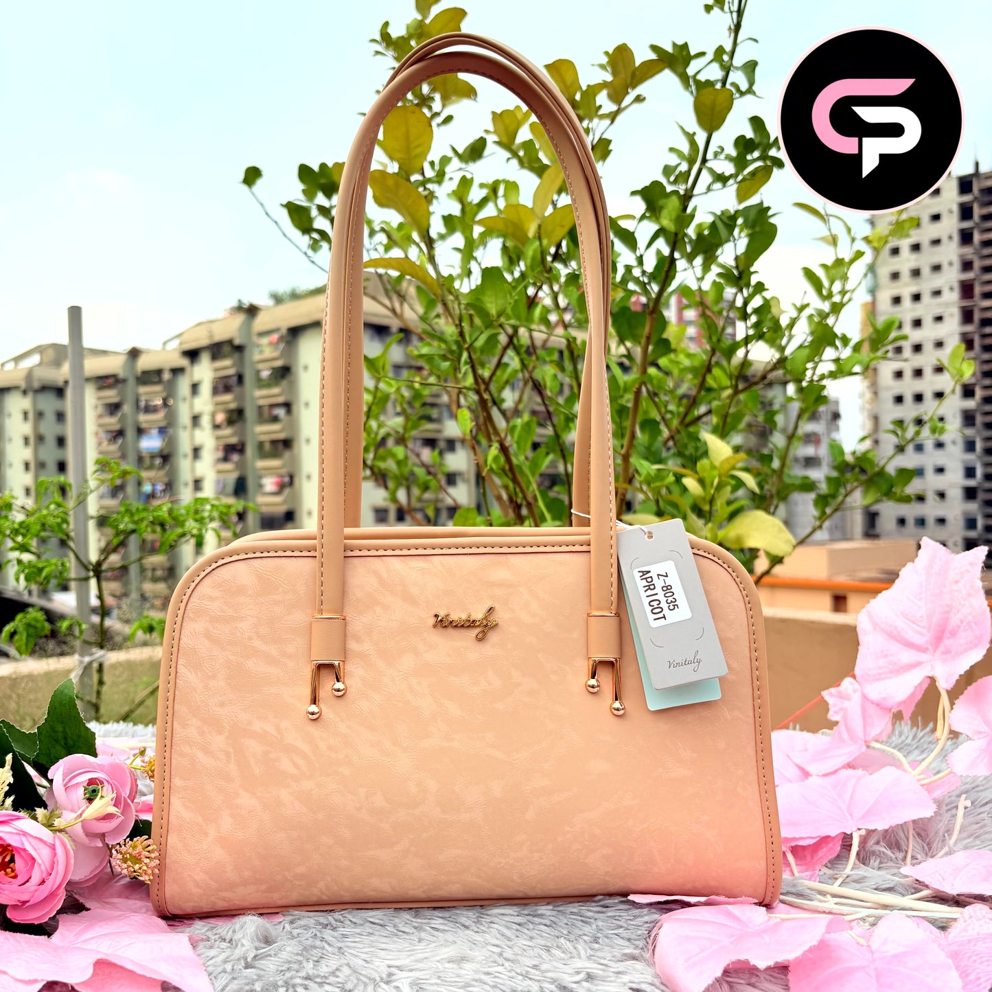 Premium Apricot Textured Ladies Shoulder Bag