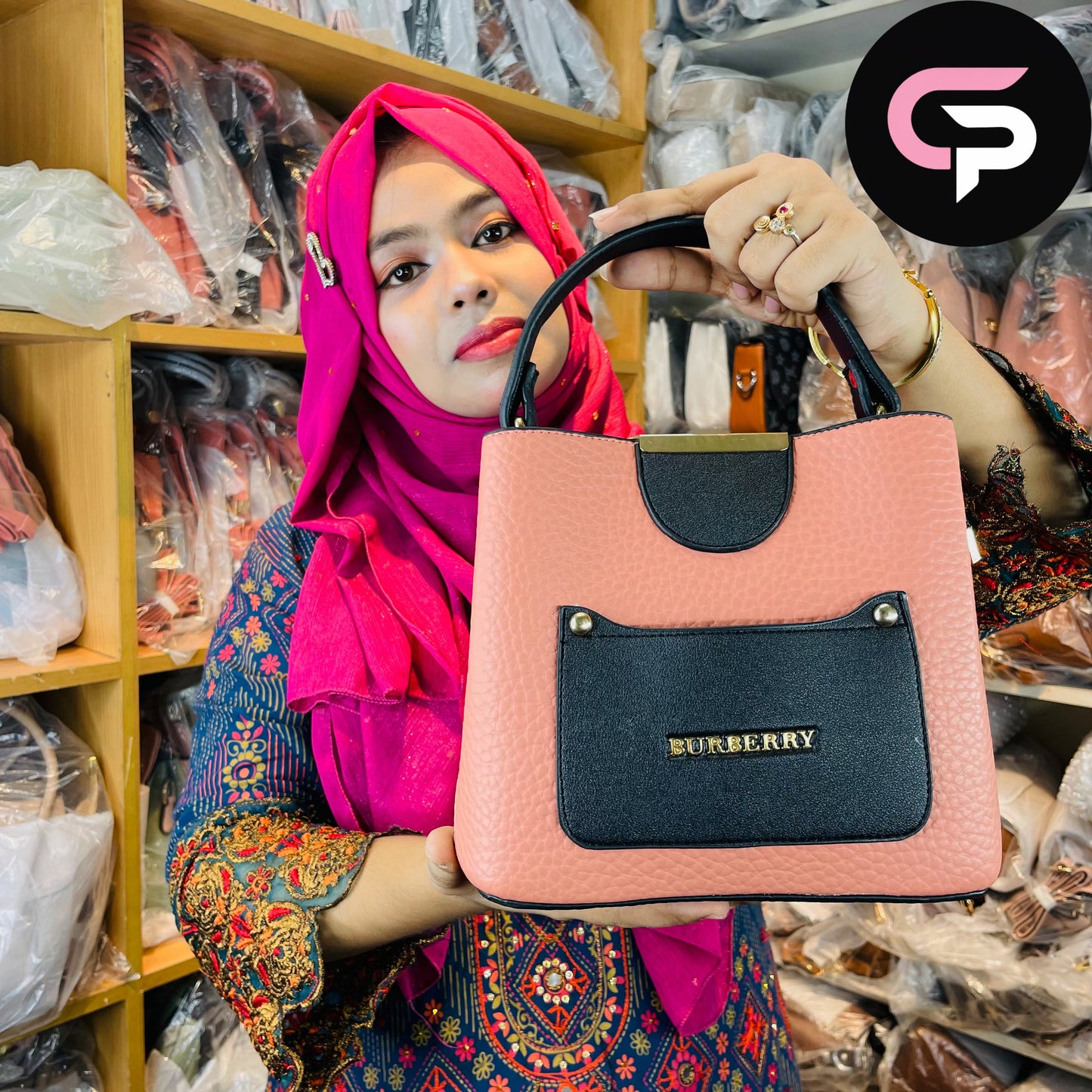 Misti Pebbled Mini Tote Bag with Front Pocket Detail
