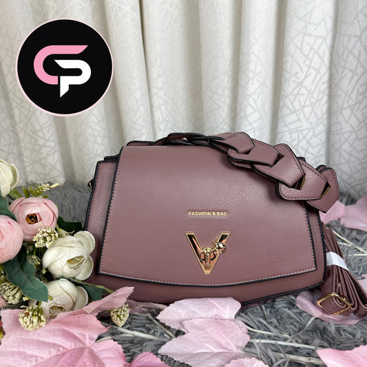 Elegant V-Lock onion pink Crossbody Handbag for Women – Stylish Shoulder Bag