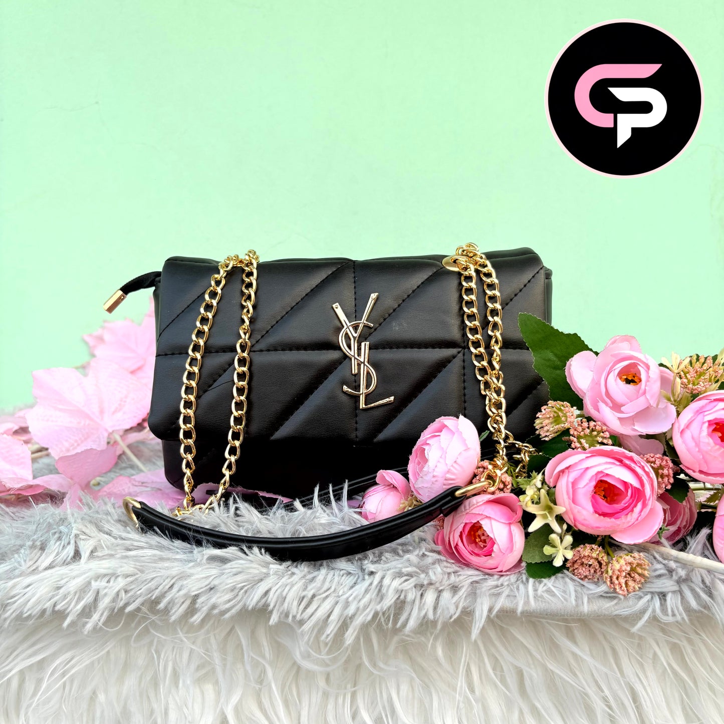 Luxury Quilted Black Chain Strap Shoulder Bag