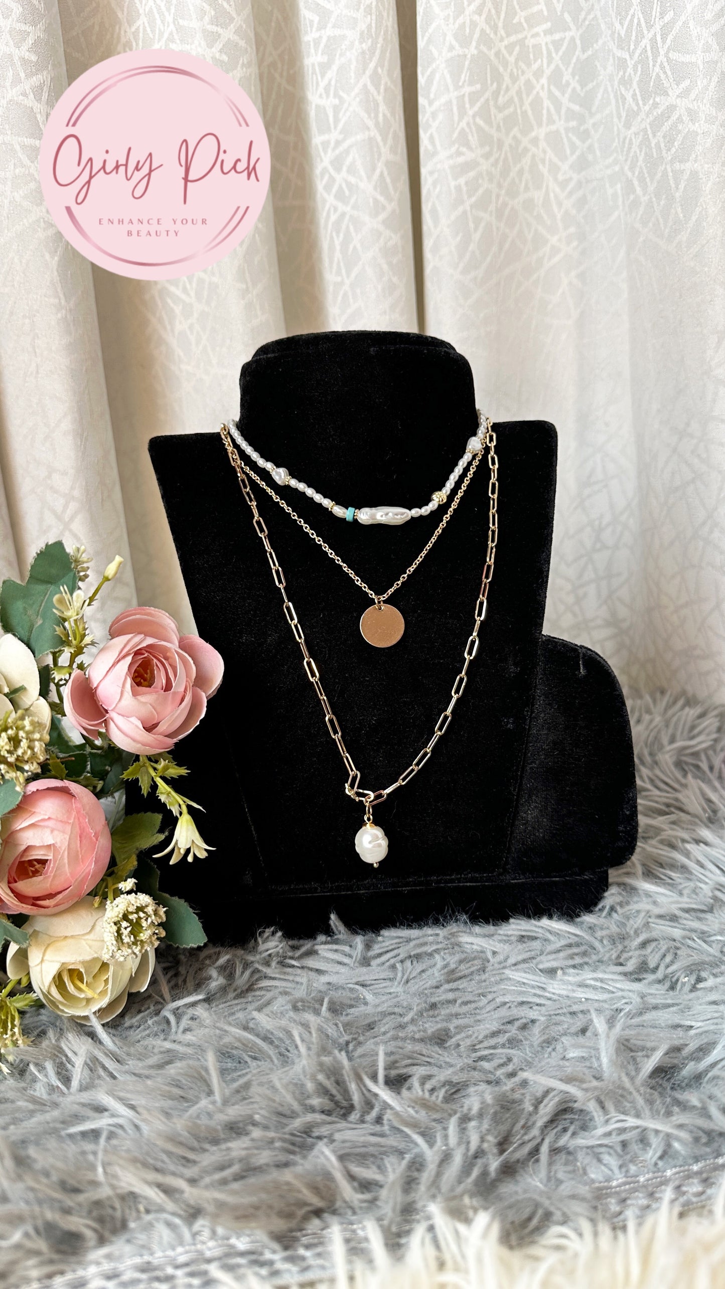 Gold-Tone Layered Pearl & Pendant neck-piece for Women