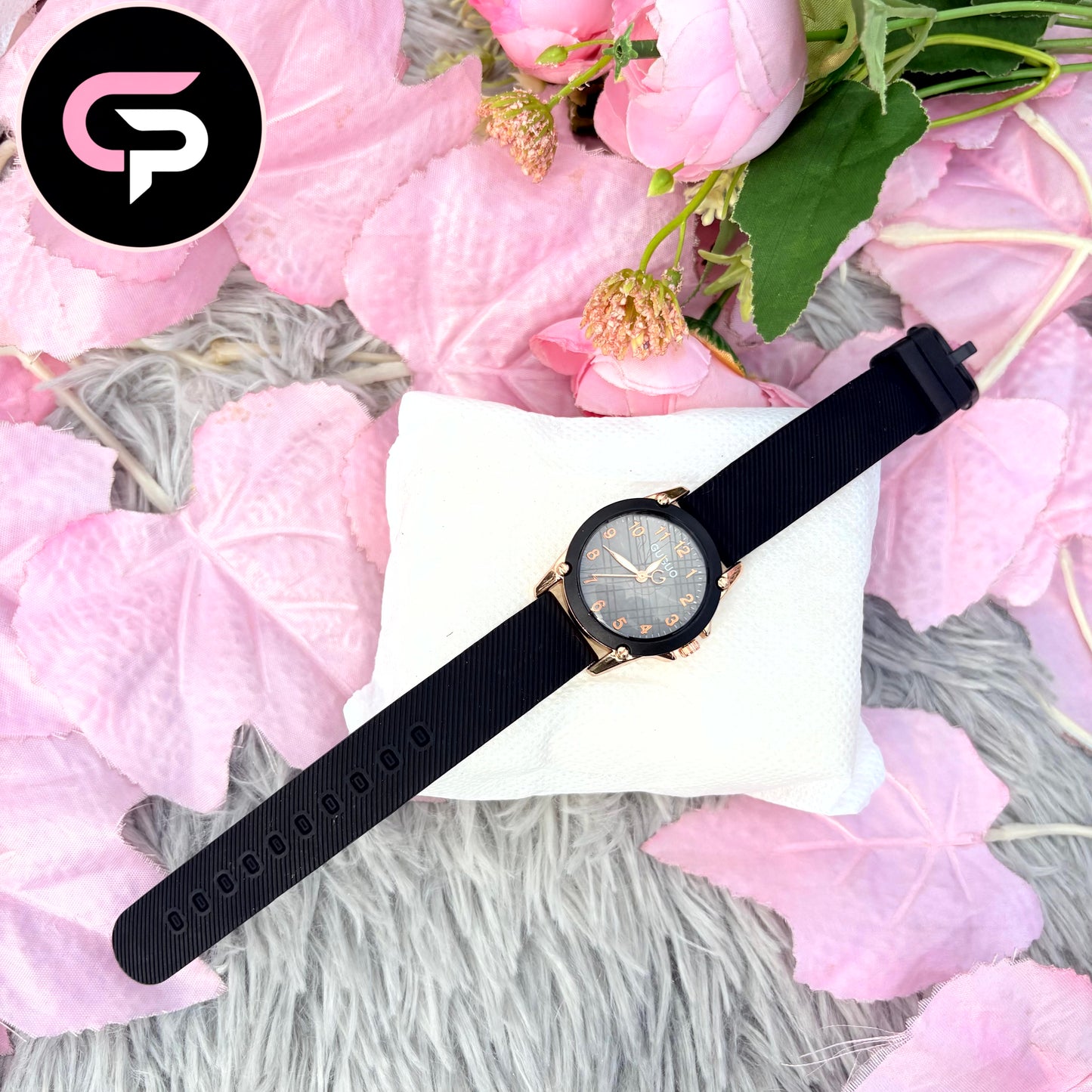Elegant Black Silicone Strap Women’s Quartz Watch | GUOU Fashion Watch