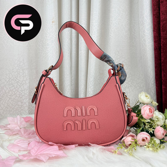 Misti pink Textured Shoulder Bag with Scarf Detail