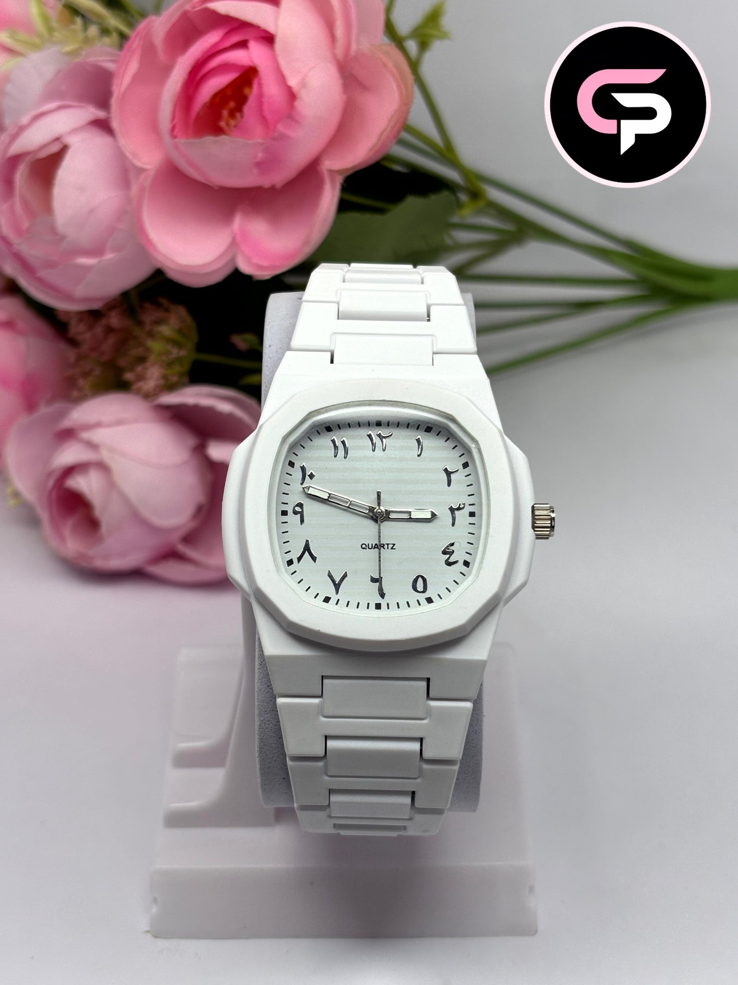 All-White Minimal Metal Strap Watch for Men & Women