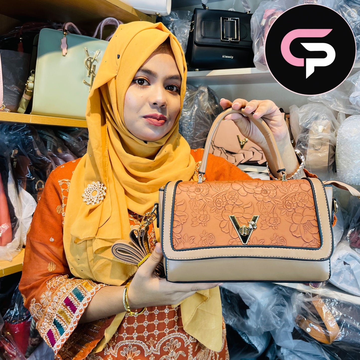 Embossed Floral Top Handle Handbag for Women – Elegant Structured bag