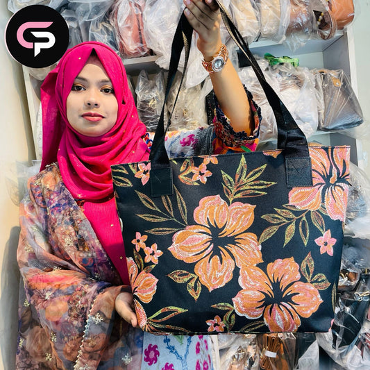 Floral Print Canvas Tote Bag for Women – Large Everyday Shoulder Bag